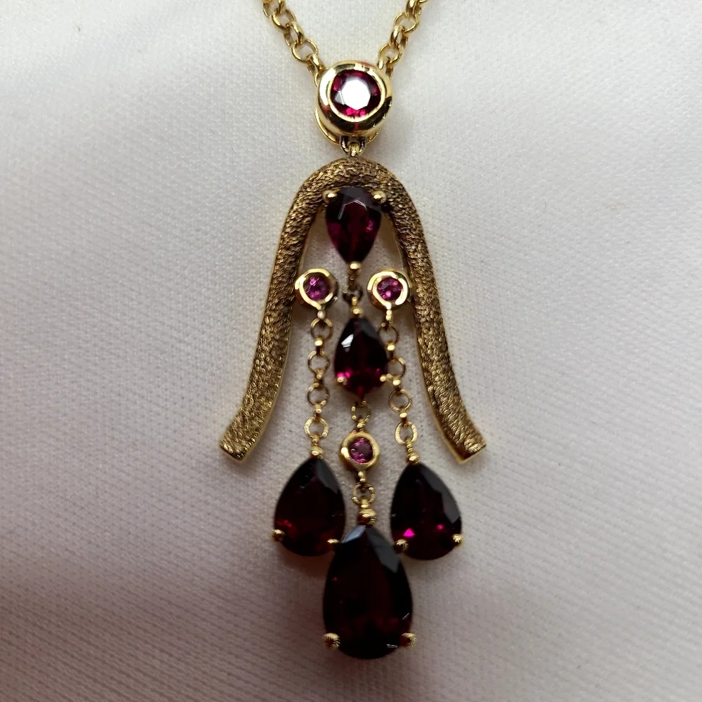 Garnet Tassel Pendant Necklace